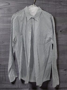 Closed Men's Vertical Stripe Button-Down Shirt - White & blue